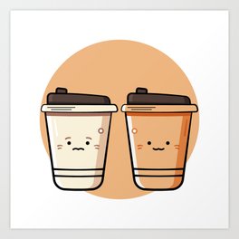 Happy Coffee Cups Art Print