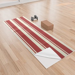 [ Thumbnail: Beige & Brown Colored Pattern of Stripes Yoga Towel ]