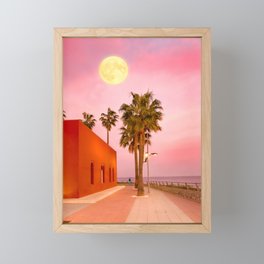 Super Moon At Sunset Framed Mini Art Print