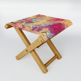 Colorful Palette Knife Abstract With Oil Paint Folding Stool