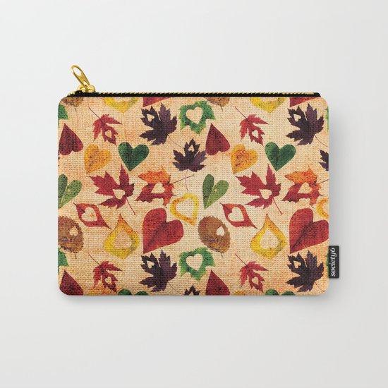 Happy autumn- hearts and leaves pattern Carry-All Pouch