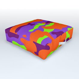 Camouflage Pattern Neon Green Orange Purple Light Purple Outdoor Floor Cushion