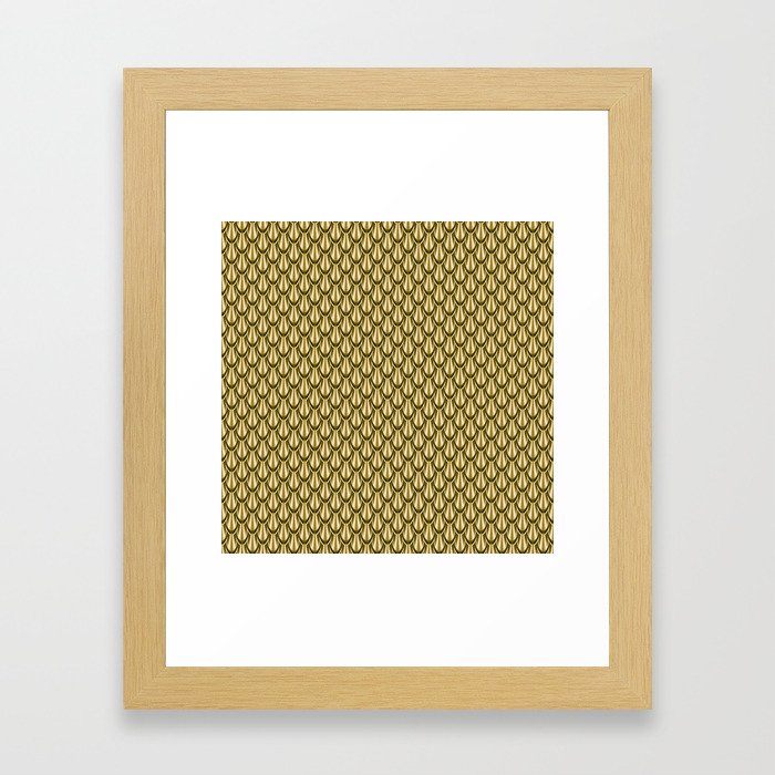 Gleaming Gold Leaf Scalloped Scale Pattern Framed Art Print