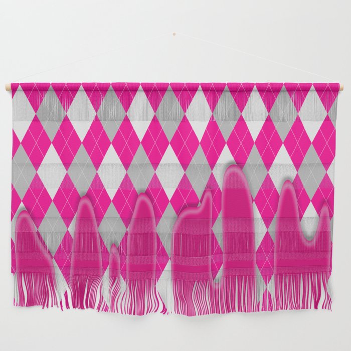 Pink Silver Plaid Dripping Collection Wall Hanging