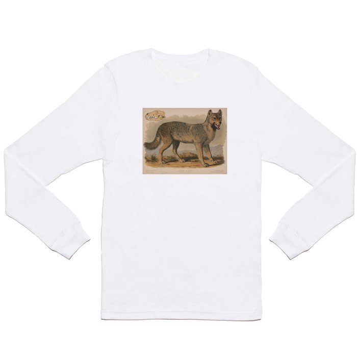 Vintage Illustration of a Gray Wolf (1874) Long Sleeve T Shirt