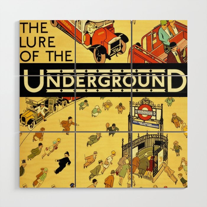 Vintage Lure of the London Underground Subway Travel Advertisement Poster  Wood Wall Art