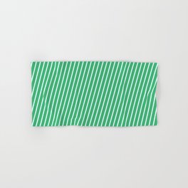 [ Thumbnail: Sea Green & Light Cyan Colored Lines/Stripes Pattern Hand & Bath Towel ]