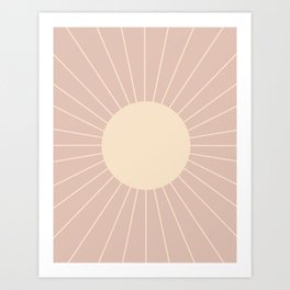 Minimal Sunrays - Neutral Pink Art Print