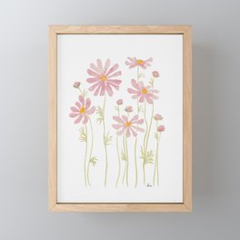 Pink Lemonade Watercolour Daisies Framed Mini Art Print