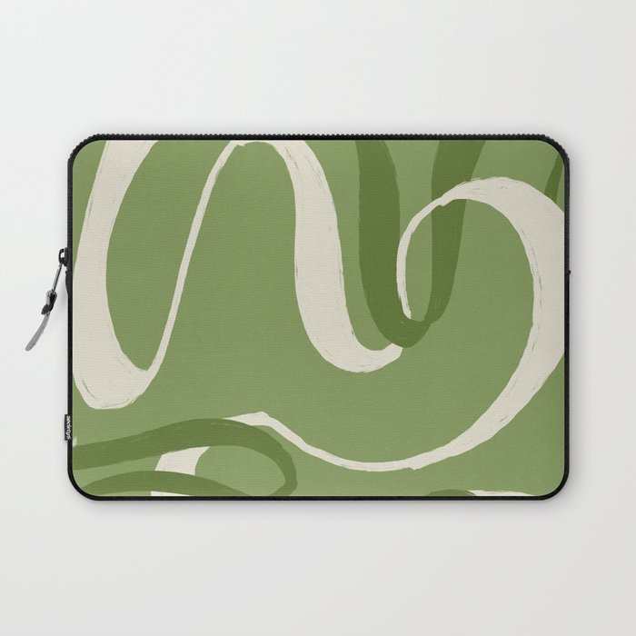 Green Abstract Line Art Laptop Sleeve