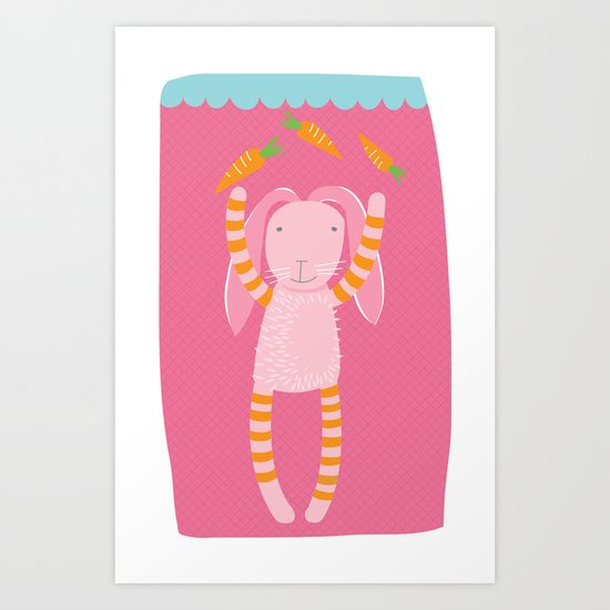 rabbits play with their food Art Print
