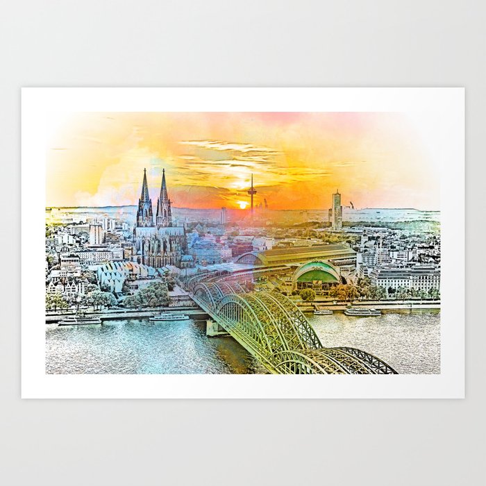 Cool Mixed Media Art Of Cologne  Art Print