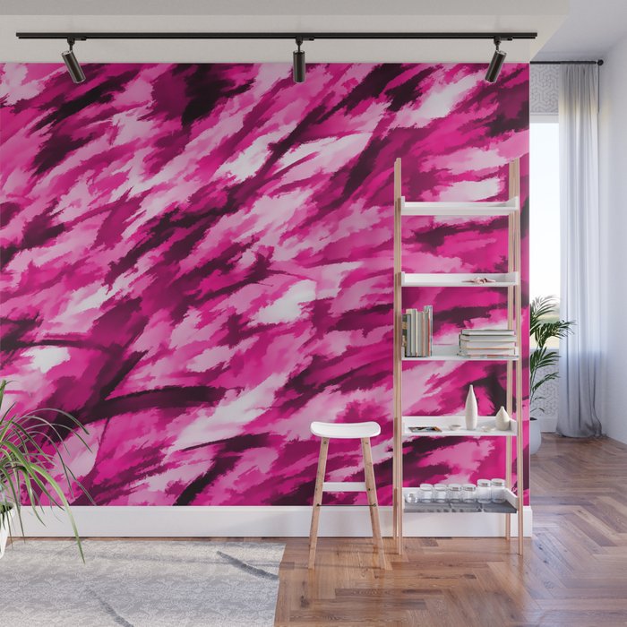 Designer Camo in Hot Pink Wall Mural