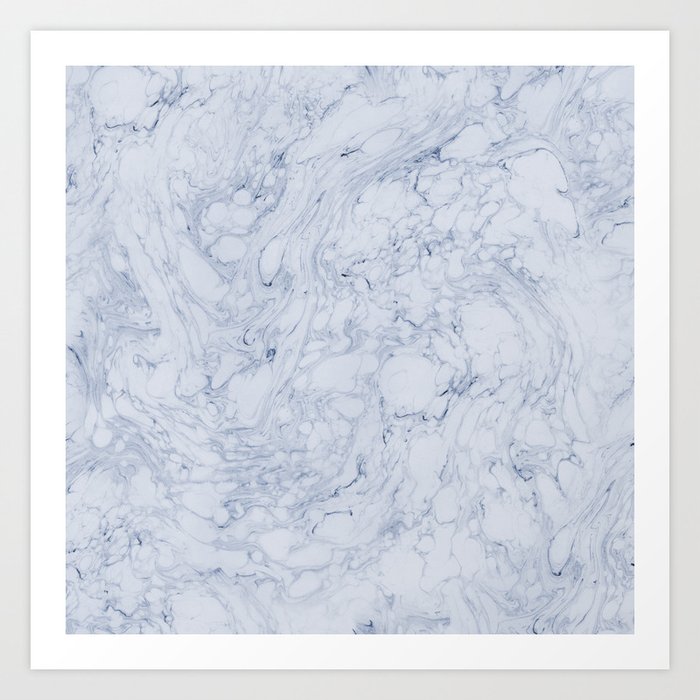 Powder blue water marble II Art Print