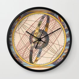 Vintage Astronomical Print -  Rotation of the Heavens around the Earth, 1660 Wall Clock