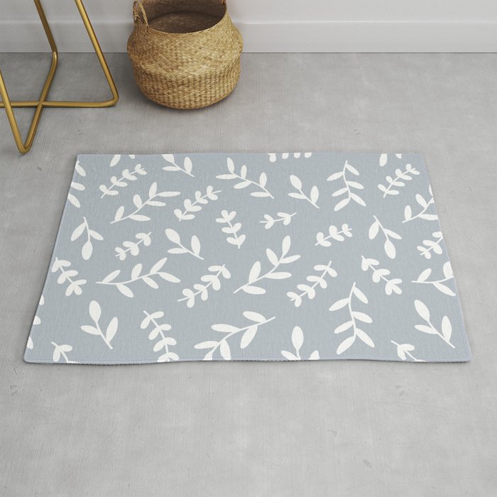 Leaves Pattern (white/dusty blue/gray) Rug