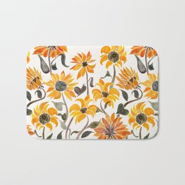 Sunflower Watercolor – Yellow & Black Palette Badematte | Curated, Prairie, Kansan, Hippy, Sunflowers, Yellow, Floral, Sun, American, Vintage 
