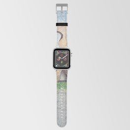 spin-off art: melancholy sculpture with a dropped open book and sea view Apple Watch Band