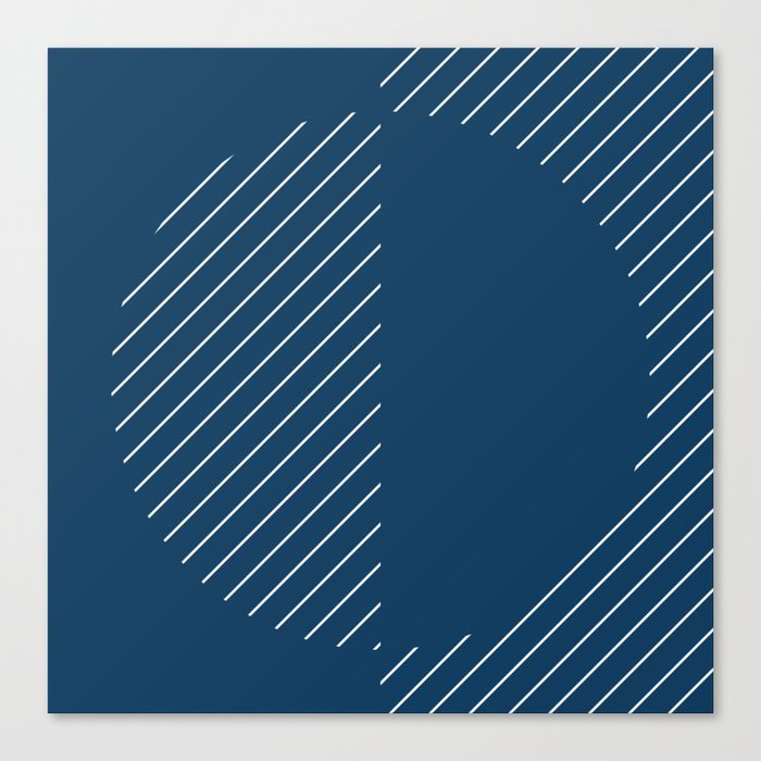 Stripes Circles Squares Mid-Century Checkerboard Blue White Canvas Print
