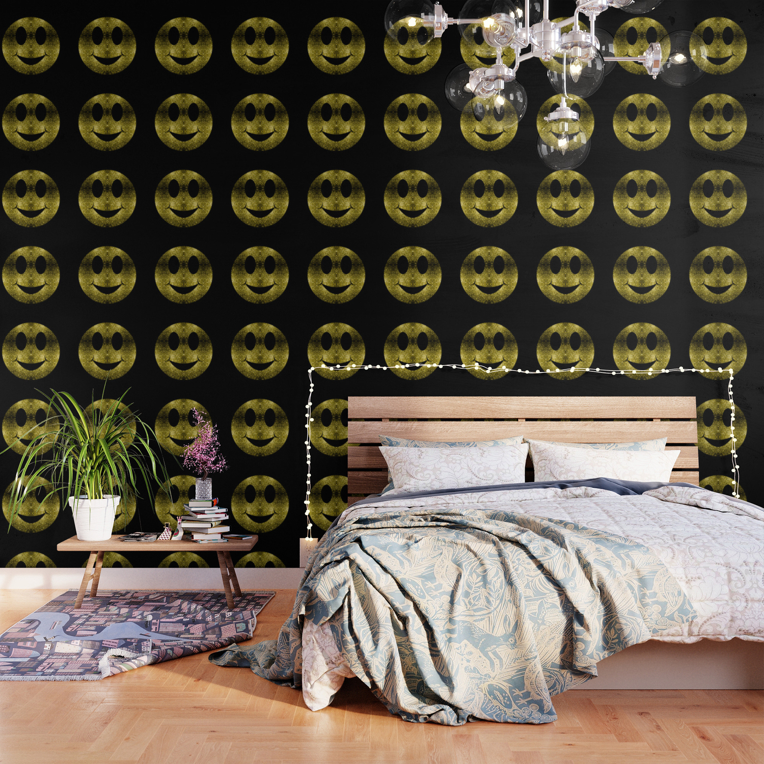 Sparkly Smiley Yellow Gold Sparkles Wallpaper By Pldesign Society6