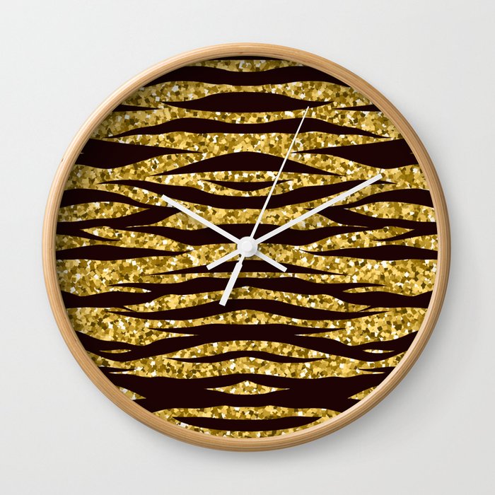 Shiny Gold Tiger Wall Clock