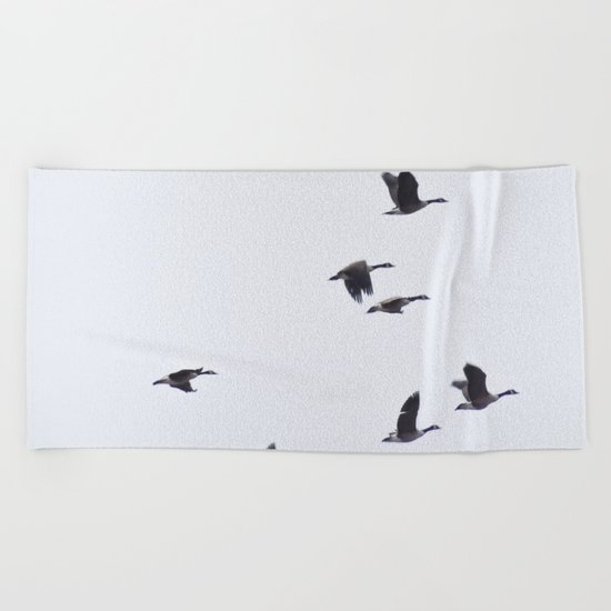 Birds -Scandinavian Minimalist Art Beach Towel