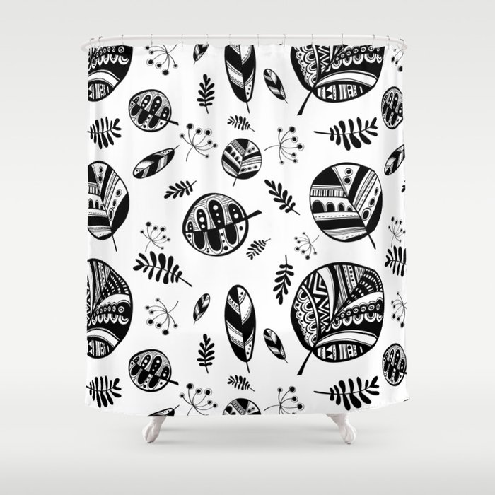 Graphical fall of the leaves Shower Curtain