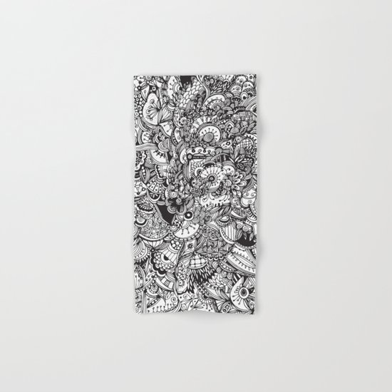 Detailed rectangle, black and white Hand & Bath Towel