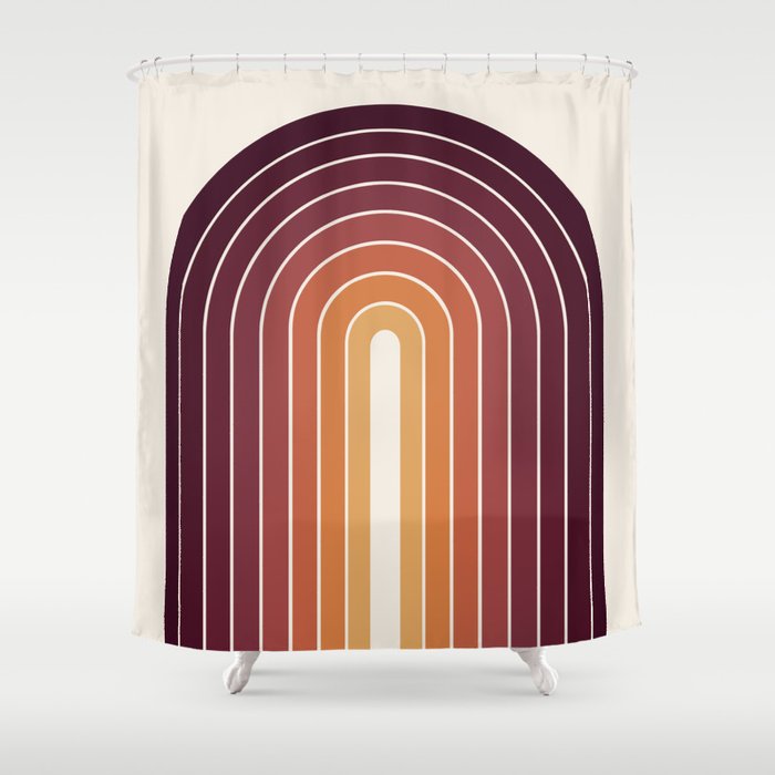 Gradient Arch III Warm Sunset Mid Century Modern Rainbow Shower Curtain