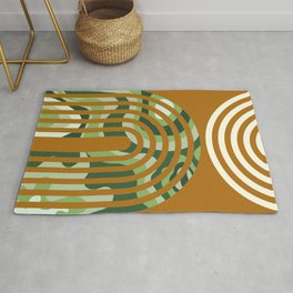 Abstract Mid-Century Arches with Swirl Blobs Area & Throw Rug