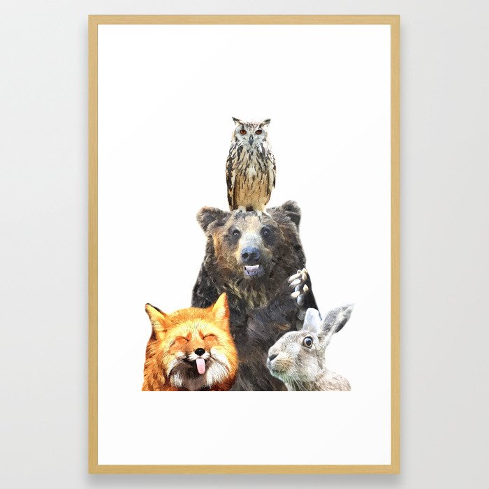 Woodland Animal Friends Framed Art Print
