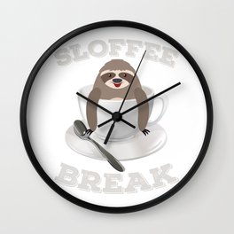 Sloffee Sloth Coffee Sloth In A Cup Christmas Gift Wall Clock