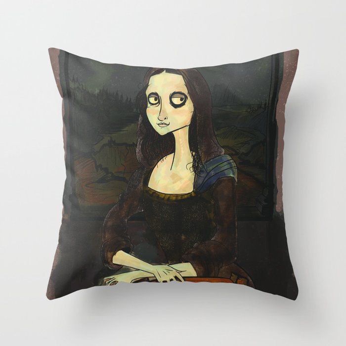 Mona Lisa (Tim Burton Stylized) Throw Pillow