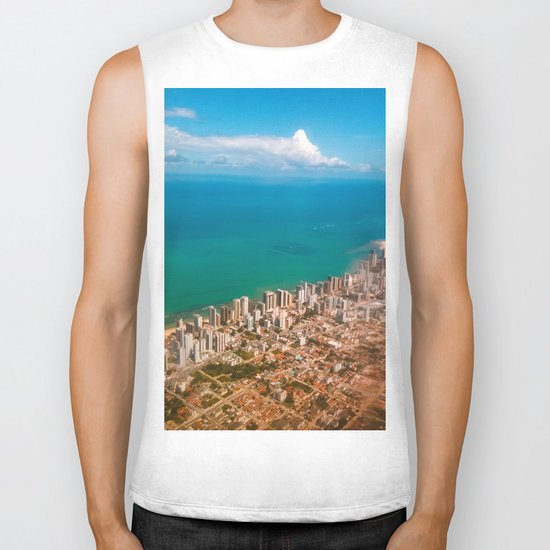 Sky, sea and buildings Biker Tank