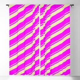 [ Thumbnail: Pale Goldenrod & Fuchsia Colored Stripes/Lines Pattern Blackout Curtain ]