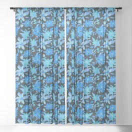 Singing the Blues - blue hibiscus Sheer Curtain