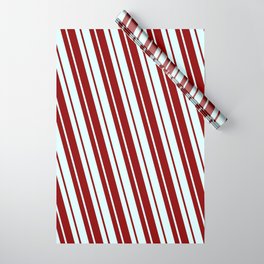 [ Thumbnail: Dark Red and Light Cyan Colored Lines/Stripes Pattern Wrapping Paper ]
