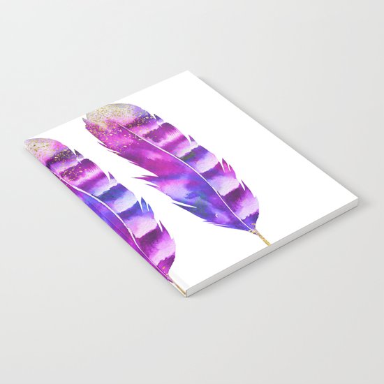 Pink Feathers watercolor painting Notebook