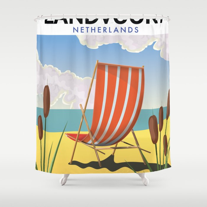 Zandvoort Netherlands seaside travel poster. Shower Curtain