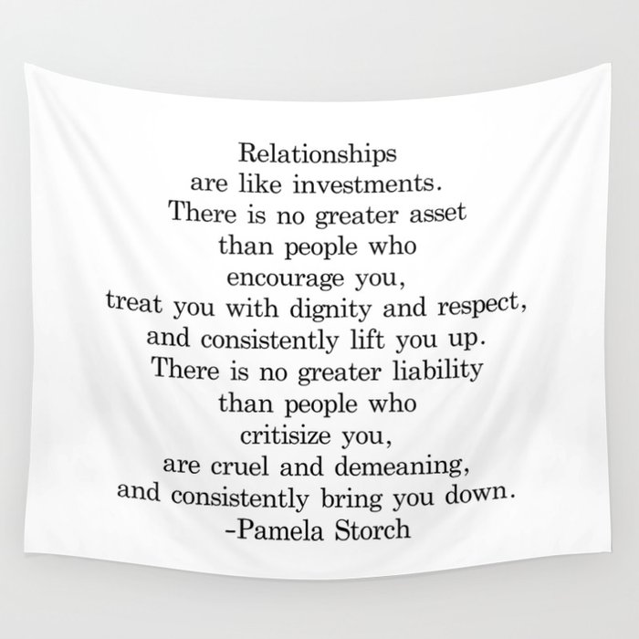 Relationships are Like Investments Quote Wall Tapestry