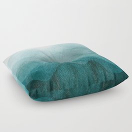 Sunrise in the mountains, dawn, teal, abstract watercolor Floor Pillow