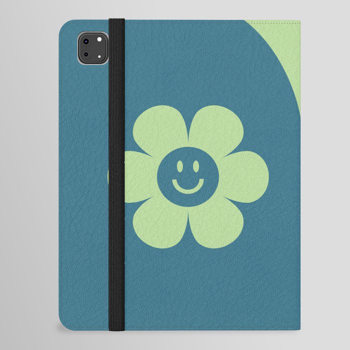 Yin yang retro floral smiley # mint sage iPad Folio Case