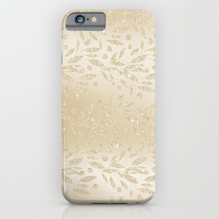 Luxury ivory glam gold glitter gradient floral iPhone Case