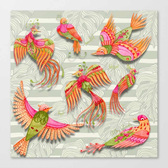 Exotic Birds Canvas Print