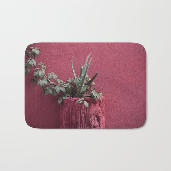 Pink and plant Bath Mat