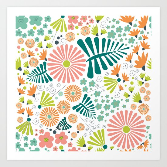 Whimsical flowers Art Print