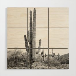 Desert Cactus BW Wood Wall Art