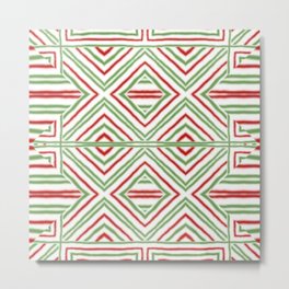 New Red & Green Holiday Pattern  Metal Print | Redandgreen, Wrappingpaper, Tabletop, Pattern, Bright, Towels, Holidaydecor, Seasonal, Minimalchristmas, Graphicdesign 