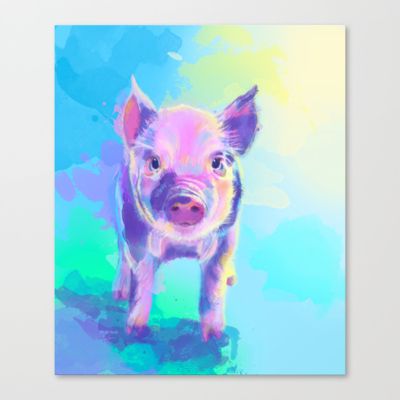 Once Upon A Pig Digital Painting Canvas Print By Floartstudio