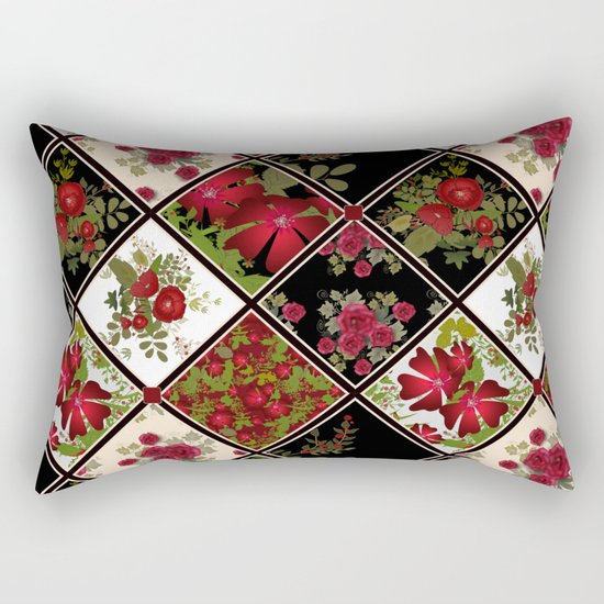 Floral folk patchwork. Ethnic Rectangular Pillow